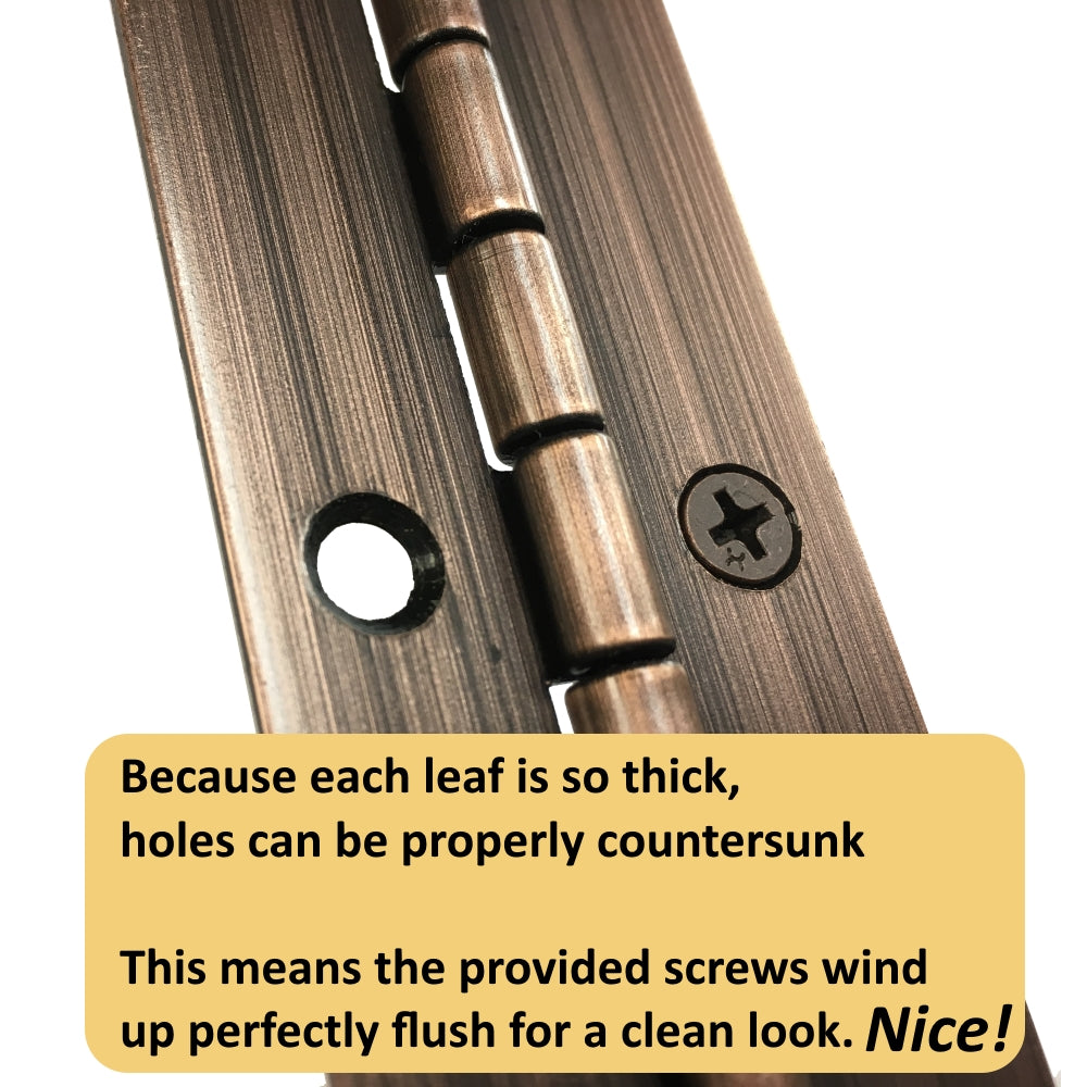 Oil rubbed bronze piano hinge detail