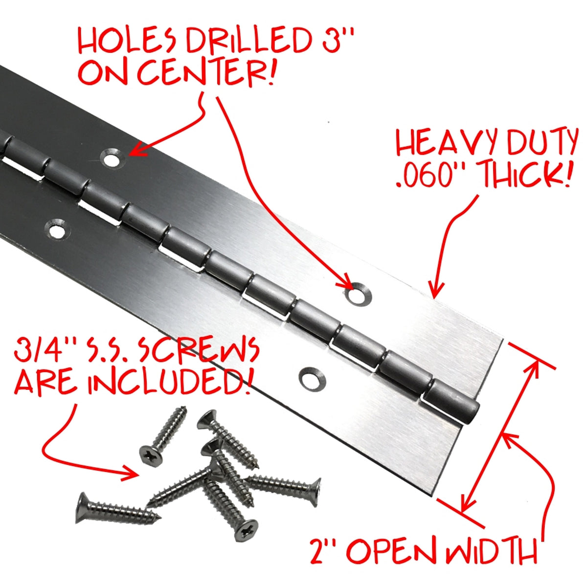 2 inch stainless piano hinge features
