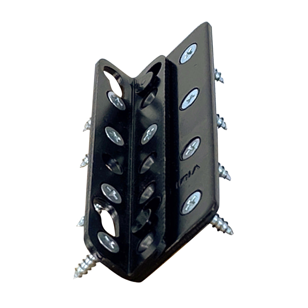Bed rail bracket 3D view showing pins and teardrop slots
