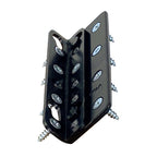 Bed rail bracket 3D view showing pins and teardrop slots