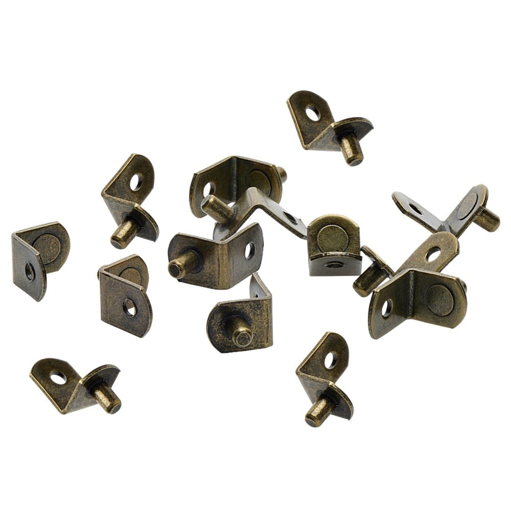 Antique Brass 5mm Bracket Shelf Support Pegs with Hole (25 Pack) - view 2