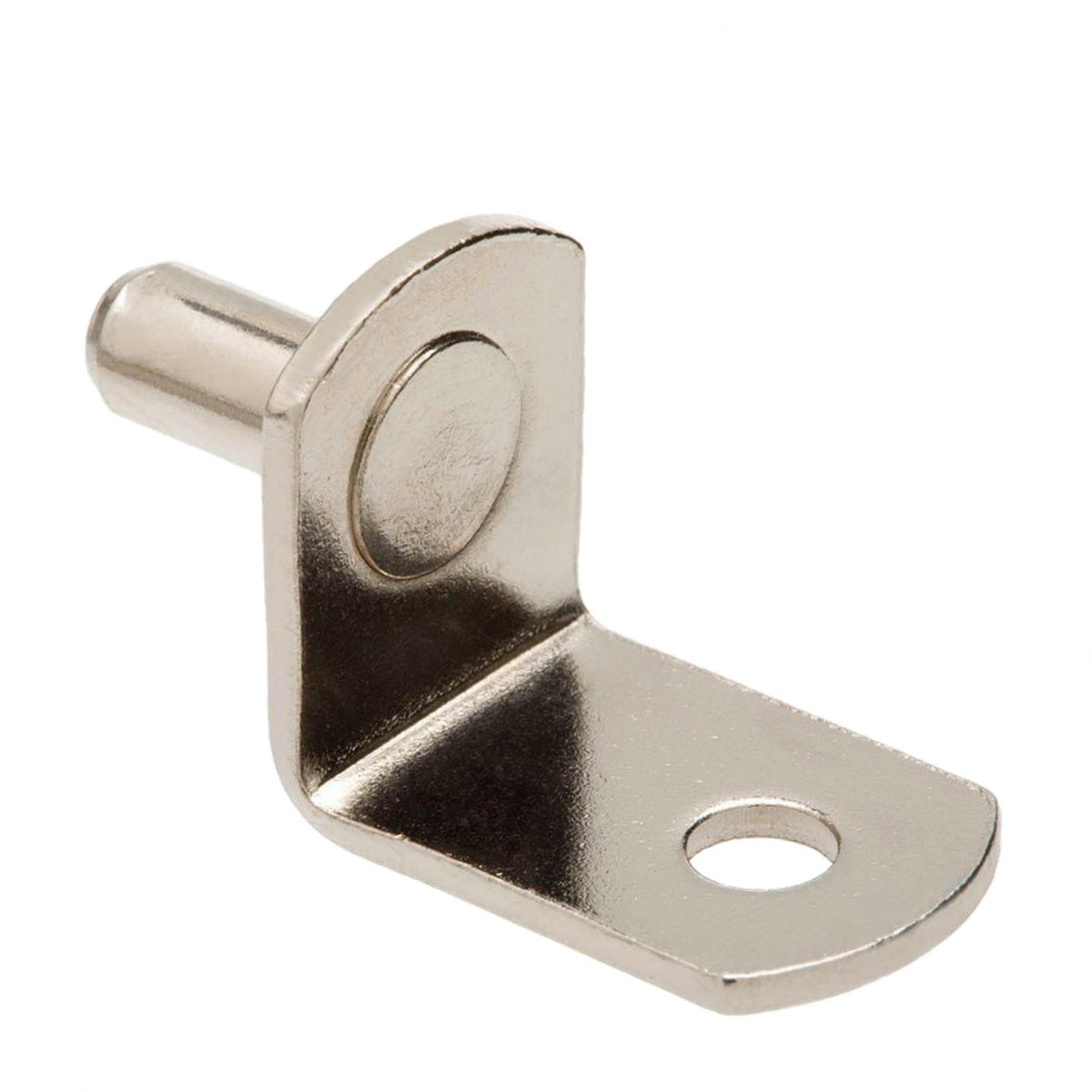 Polished Nickel 5mm Bracket Shelf Support Pegs with Hole (25 Pack)