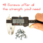 Number 8 mounting screws included