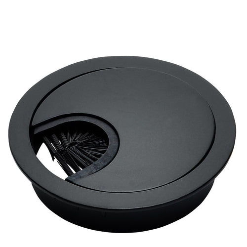 Black 2-piece wire grommet with brush opening