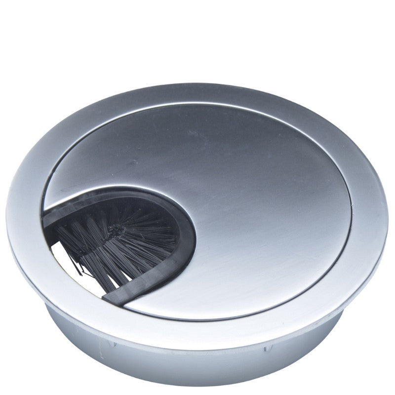 Matte Chrome 2-piece wire grommet with brush opening