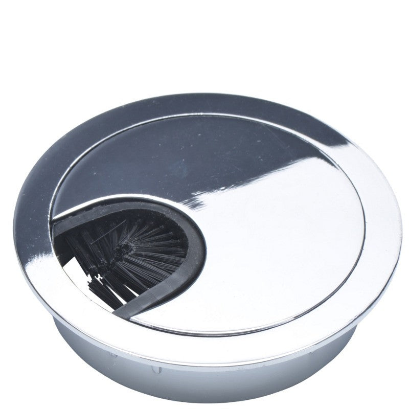 Polished Chrome 2-piece wire grommet with brush opening