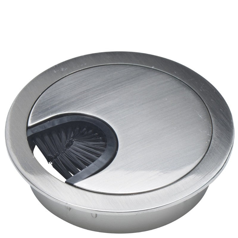 Satin Nickel 2-piece wire grommet with brush opening