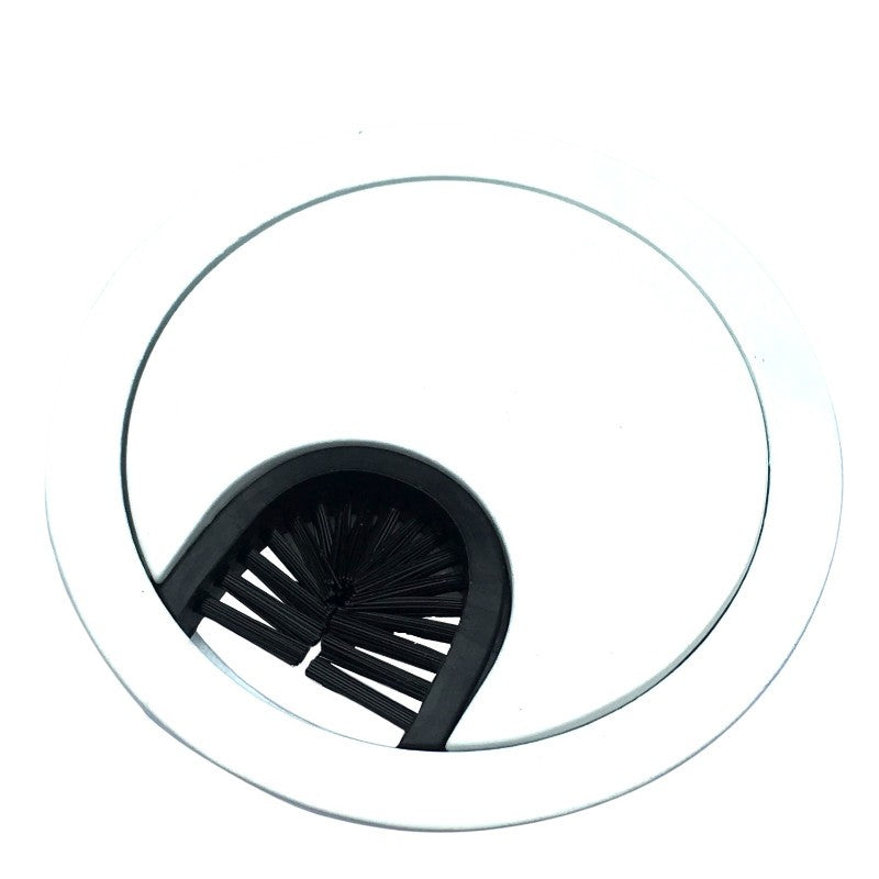 White 2-piece wire grommet with brush opening