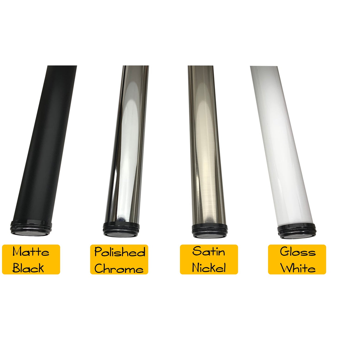Table legs in all four finishes