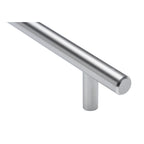 Close-up of the bar pull's beveled end and stand-off