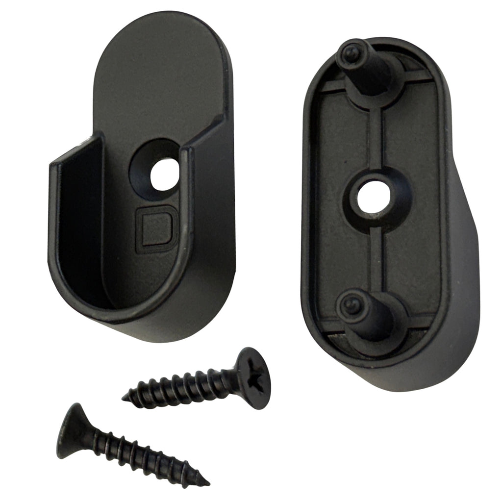 Black oval closet rod brackets with rear pins