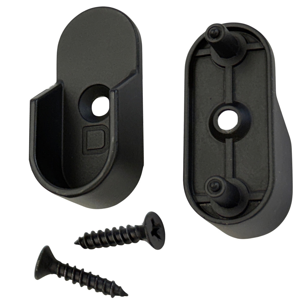 Black oval closet rod brackets with rear pins