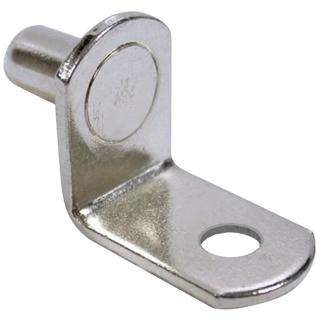 Polished Nickel 1/4" Bracket Shelf Support Pegs with Hole (25 Pack)