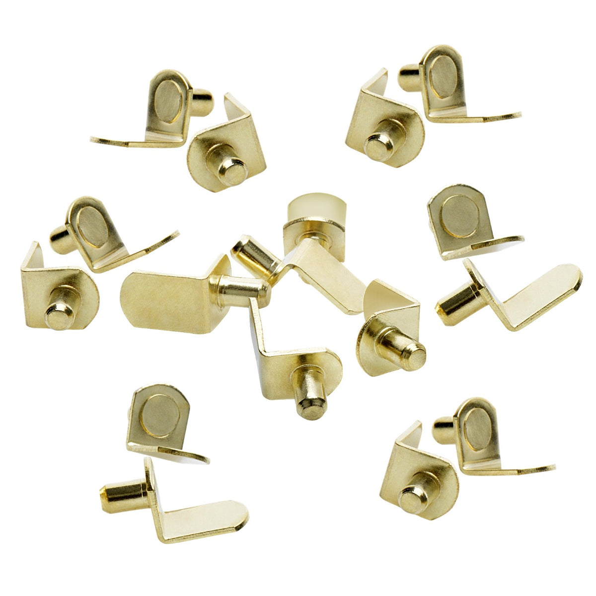 Polished Brass 1/4" Bracket Shelf Support Pegs (25 Pack)
