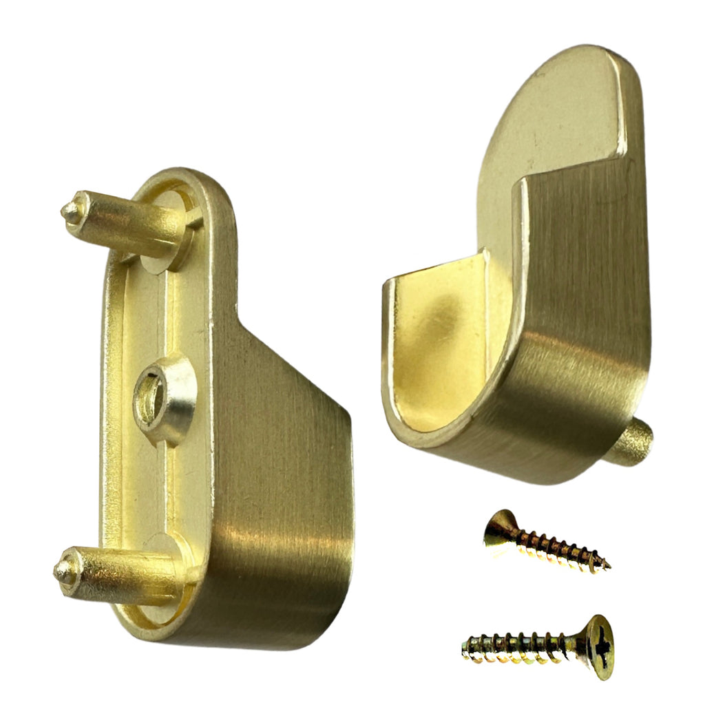 Satin brass oval closet rod rear pin brackets