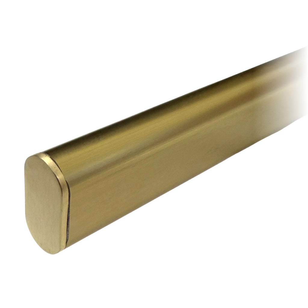 Oval satin brass rod with end cap installed