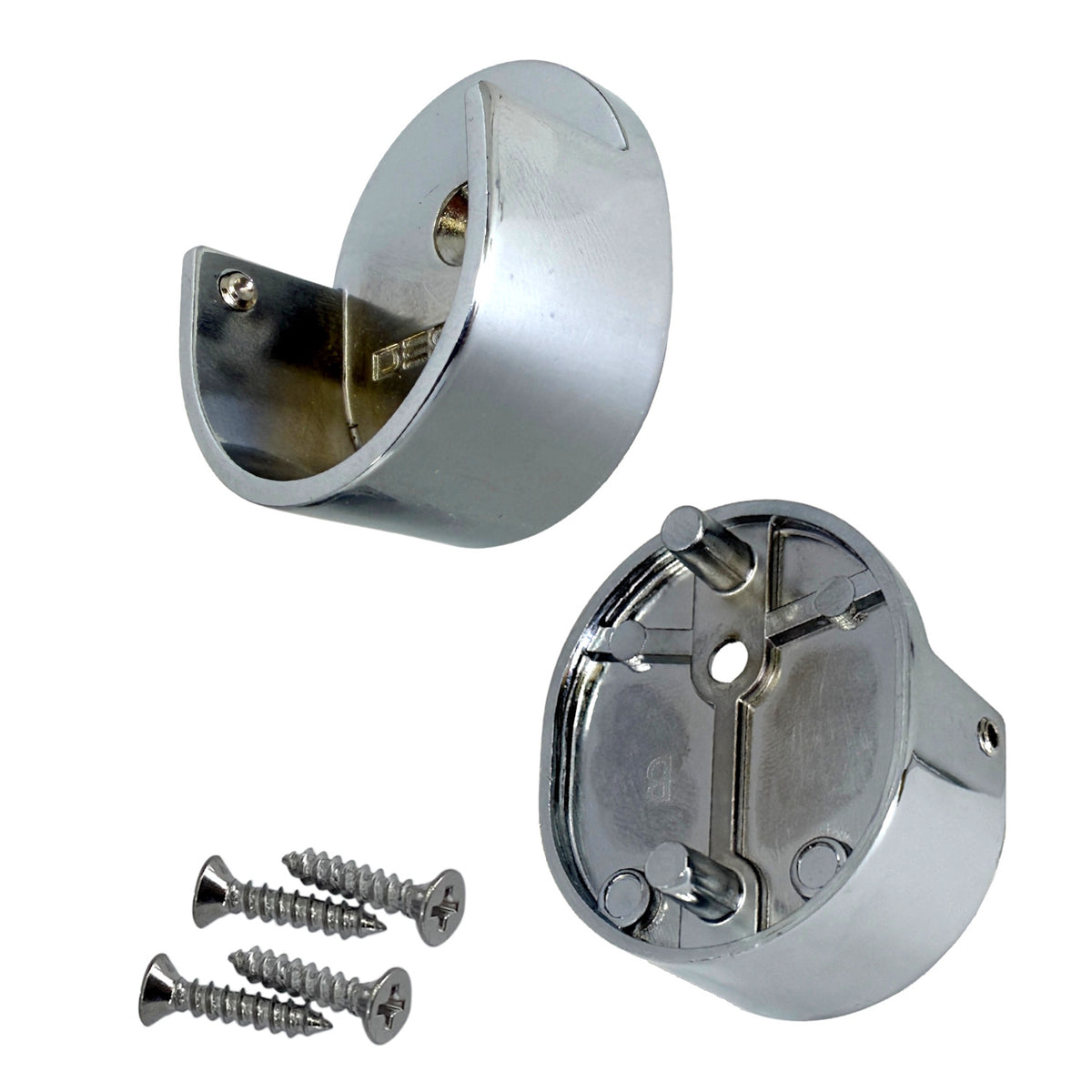 chrome closet rod wall brackets with rear pins