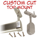 Custom cut satin nickel oval closet rod with Top Mount Brackets