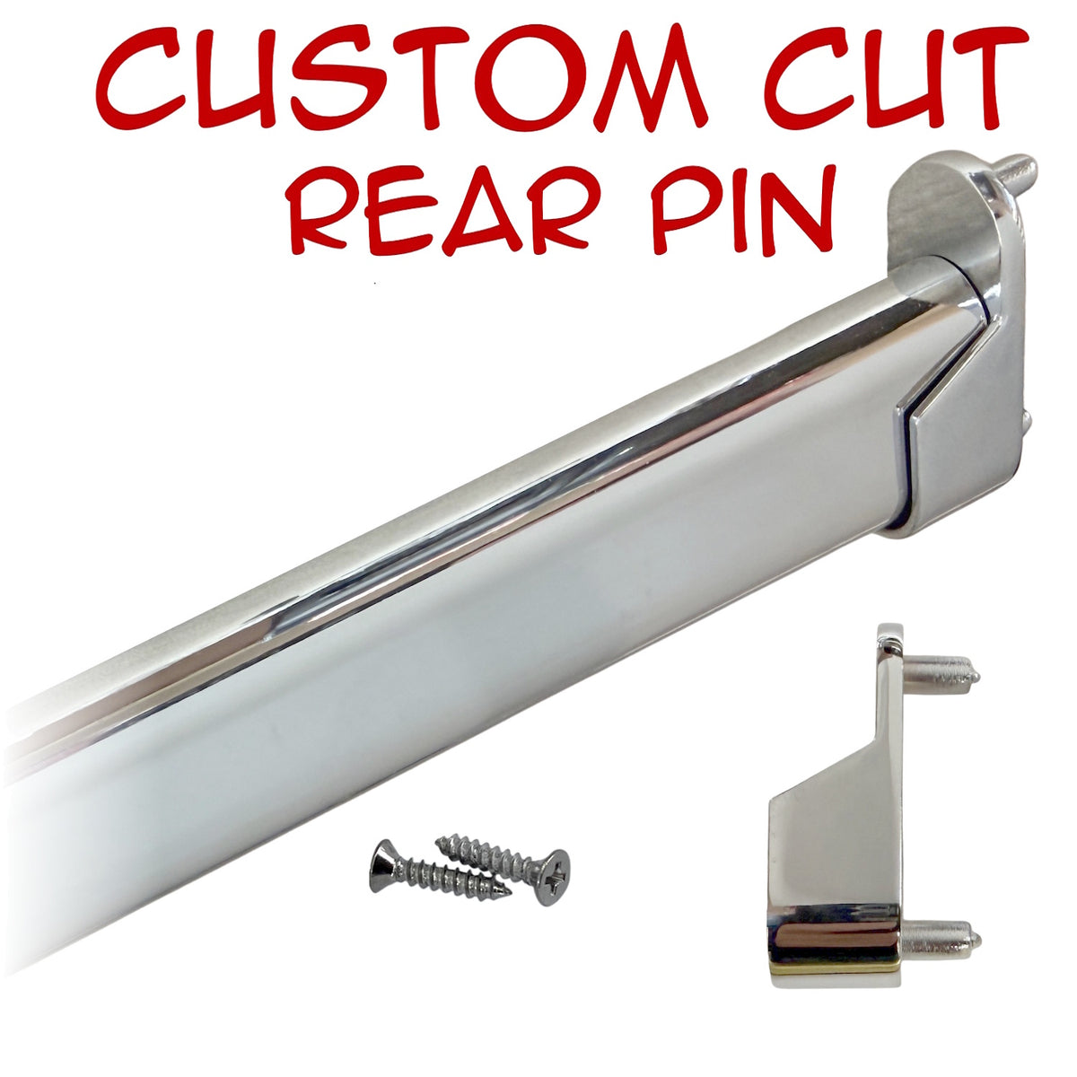 Custom cut chrome oval closet rod with rear pin brackets kit