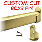 Custom cut satin brass oval closet rod with rear pin brackets kit