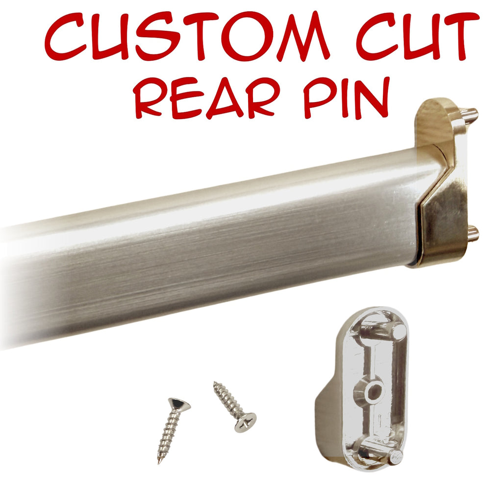 Custom cut satin nickel oval closet rod with rear pin brackets kit