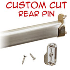 Custom cut satin nickel oval closet rod with rear pin brackets kit