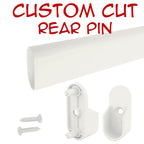 Custom cut gloss white oval closet rod with rear pin brackets kit