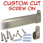 Custom cut satin nickel oval closet rod with screw-on brackets kit