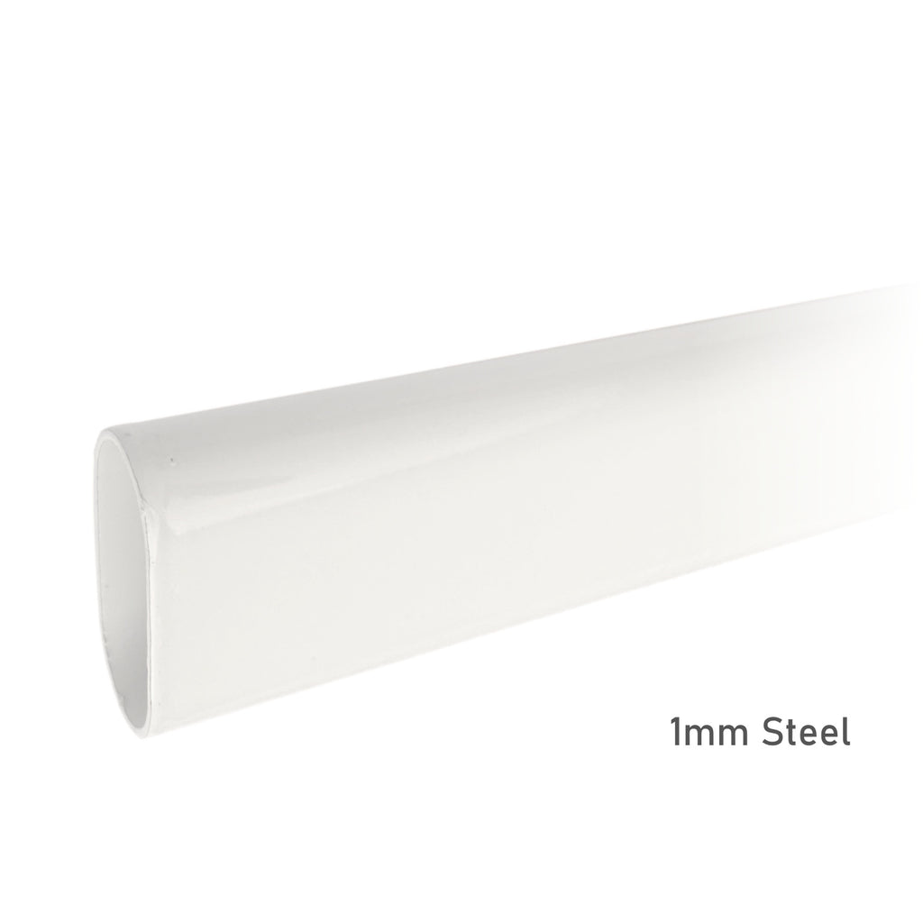 36 inch gloss white oval closet rod