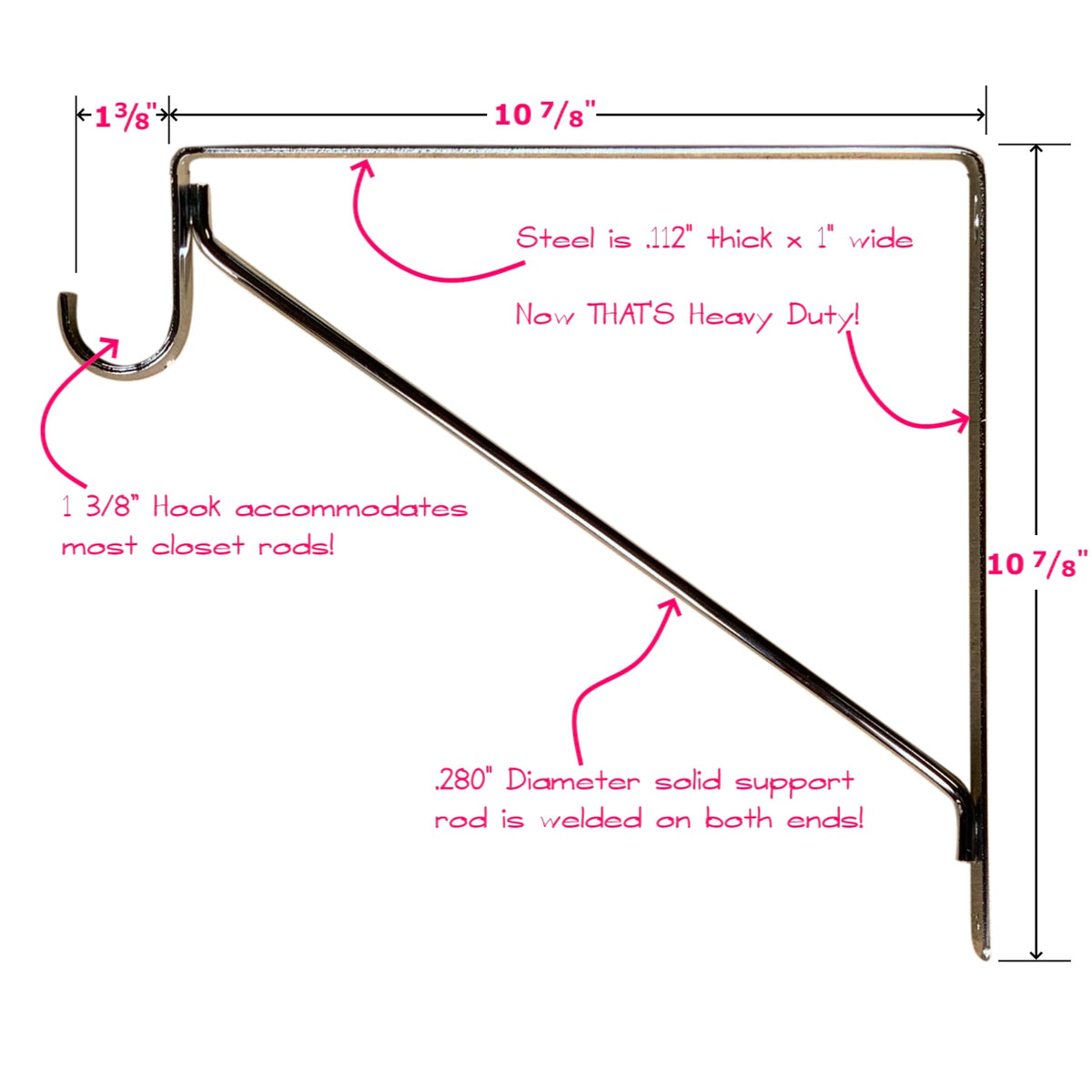 fixed closet shelf bracket dimensions
