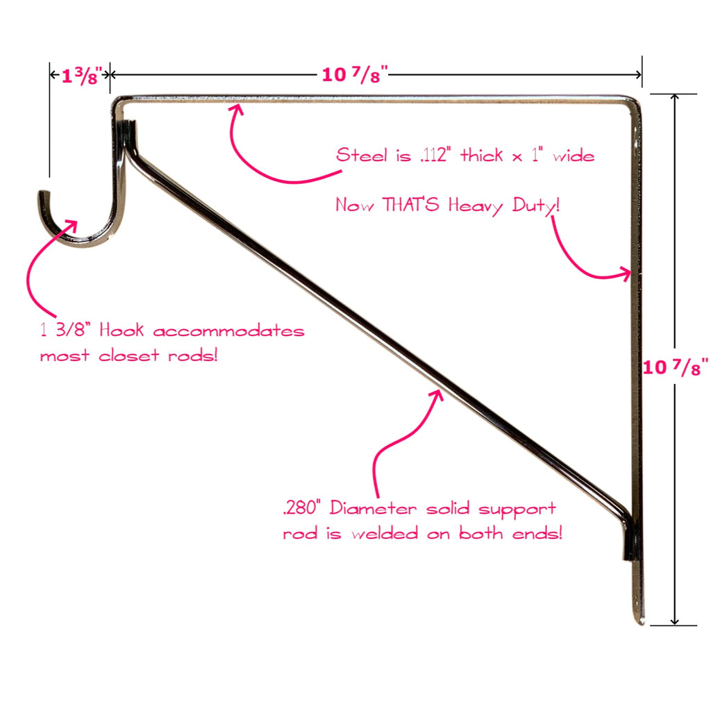 fixed closet shelf bracket dimensions