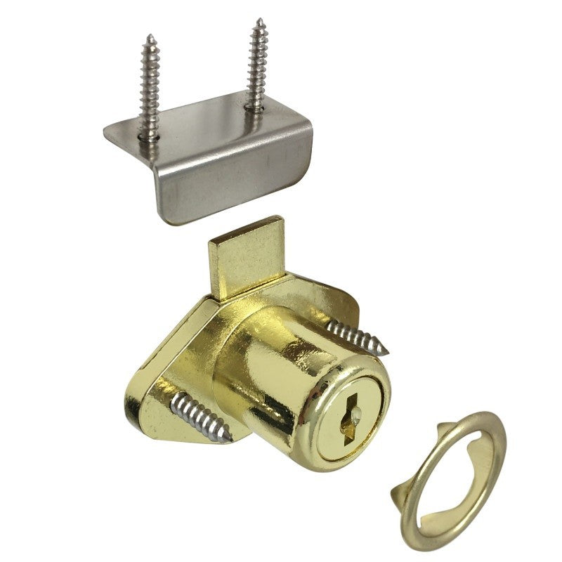 Polished Brass keyed alike cabinet lock, 7/8 inch bore
