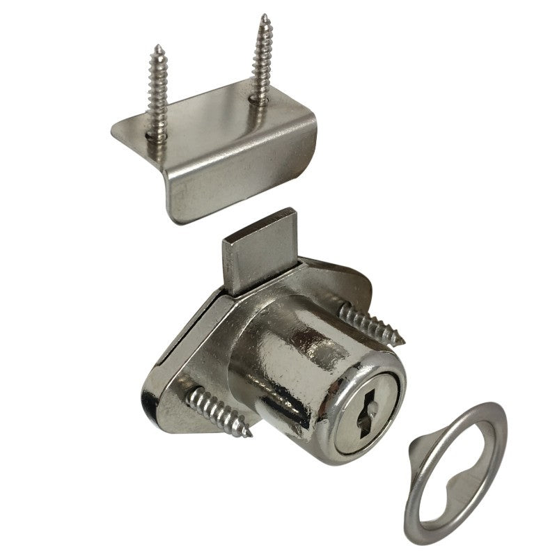 Polished Nickel keyed alike cabinet lock, 7/8 inch bore