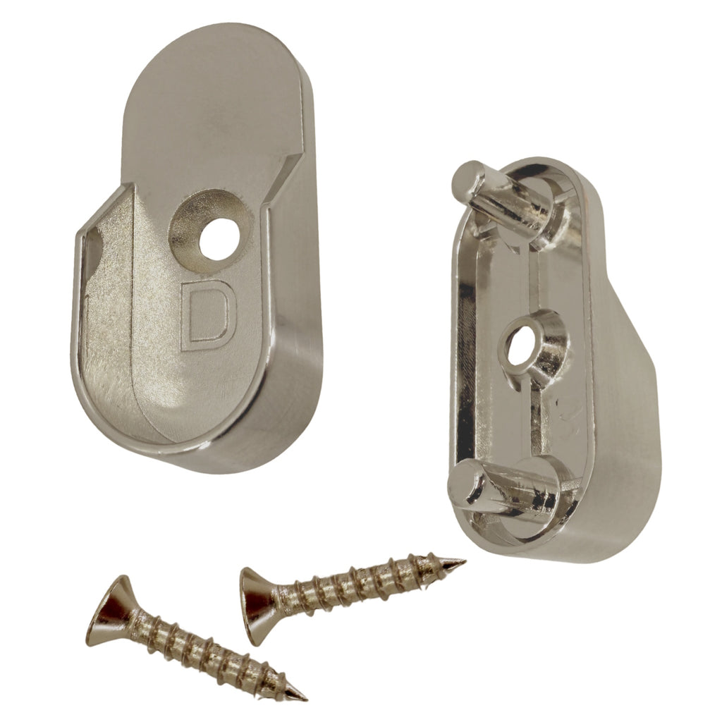 Satin nickel oval closet rod rear pin brackets