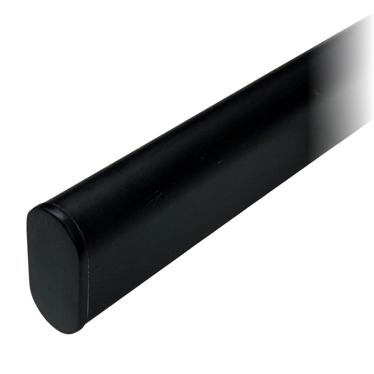 Oval black rod with end cap installed