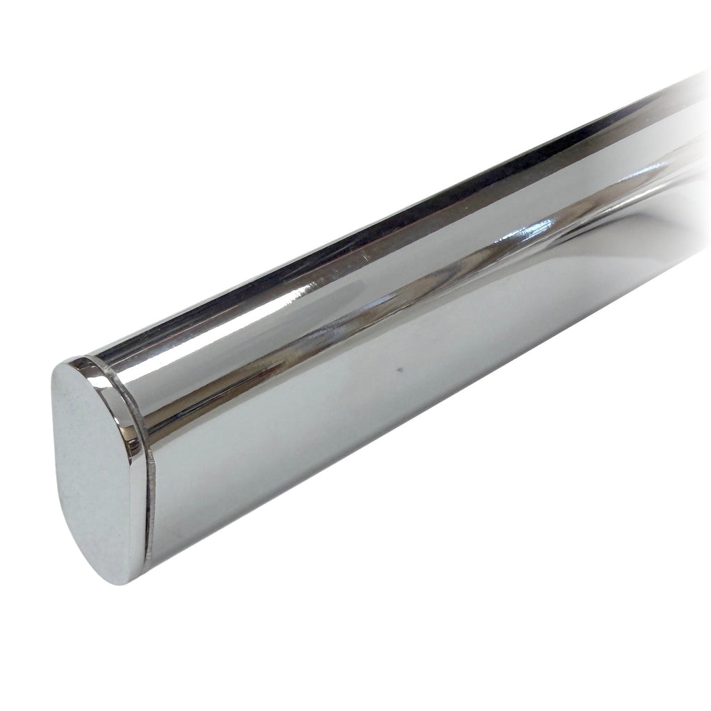 Oval chrome rod with end cap installed