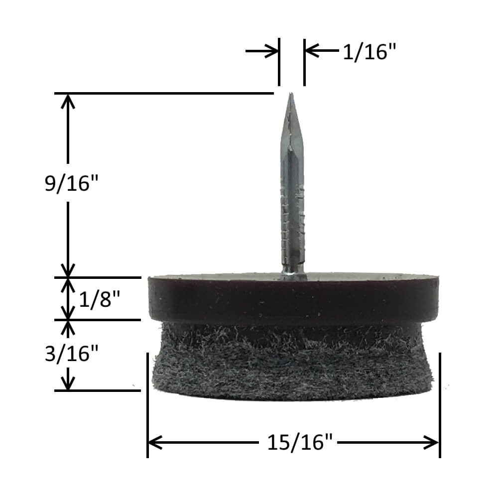 Espresso 15/16" Nail-On Felt Glides (16 Pack) - view 2