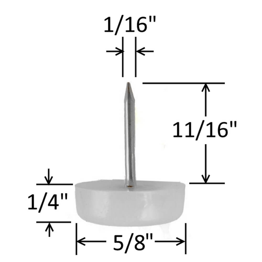 White 5/8" Nylon Furniture Glides (25 Pack) - view 2
