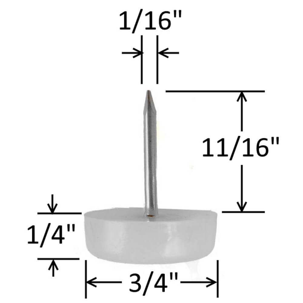White 3/4" Nylon Furniture Glides (25 Pack) - view 2