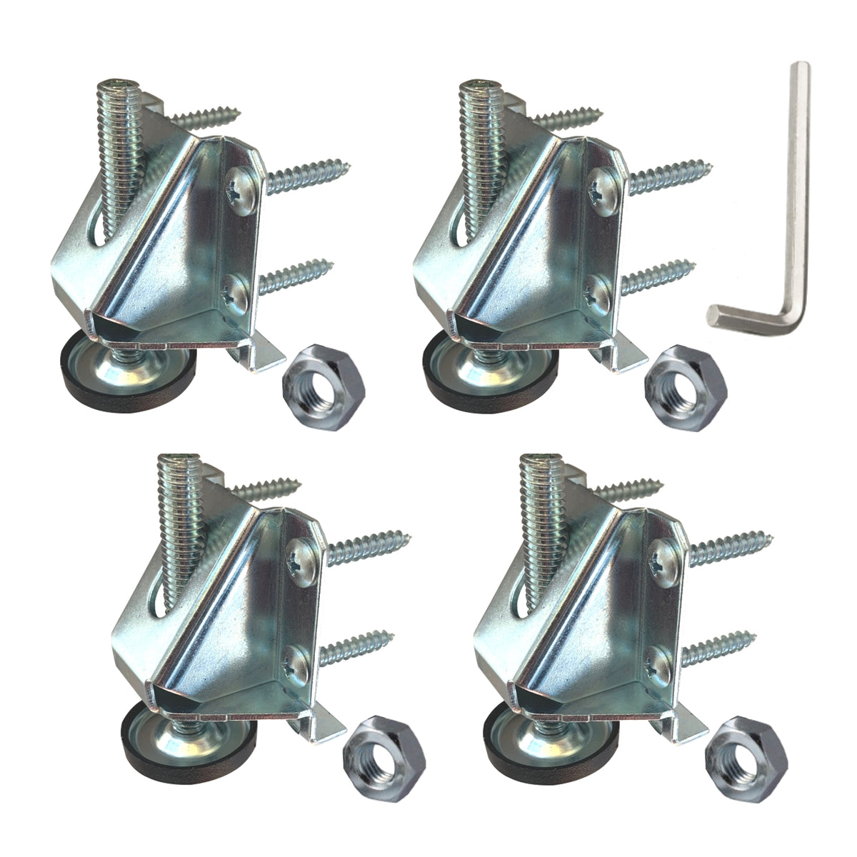 Heavy duty cabinet leveler legs with lock nuts, 4 pack