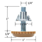 Brown nylon furniture leveler detail