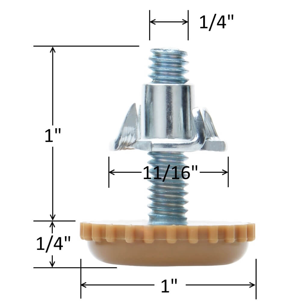 Brown nylon furniture leveler detail