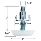 White nylon furniture leveler detail