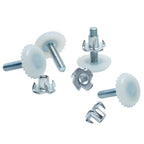 White nylon furniture levelers with T-nuts, set of 4