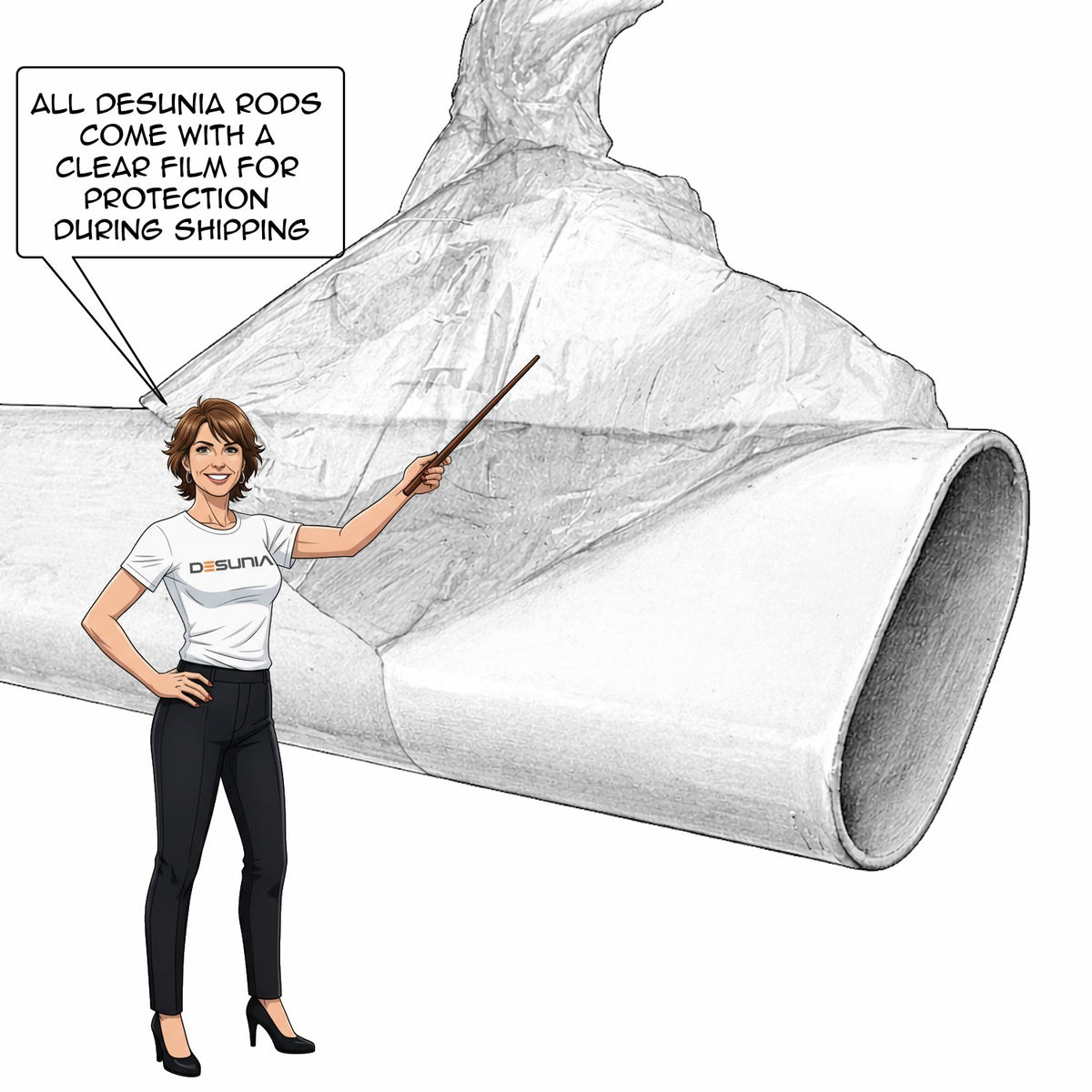 Oval rod with protective film for shipping