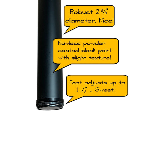 Black table leg diameter