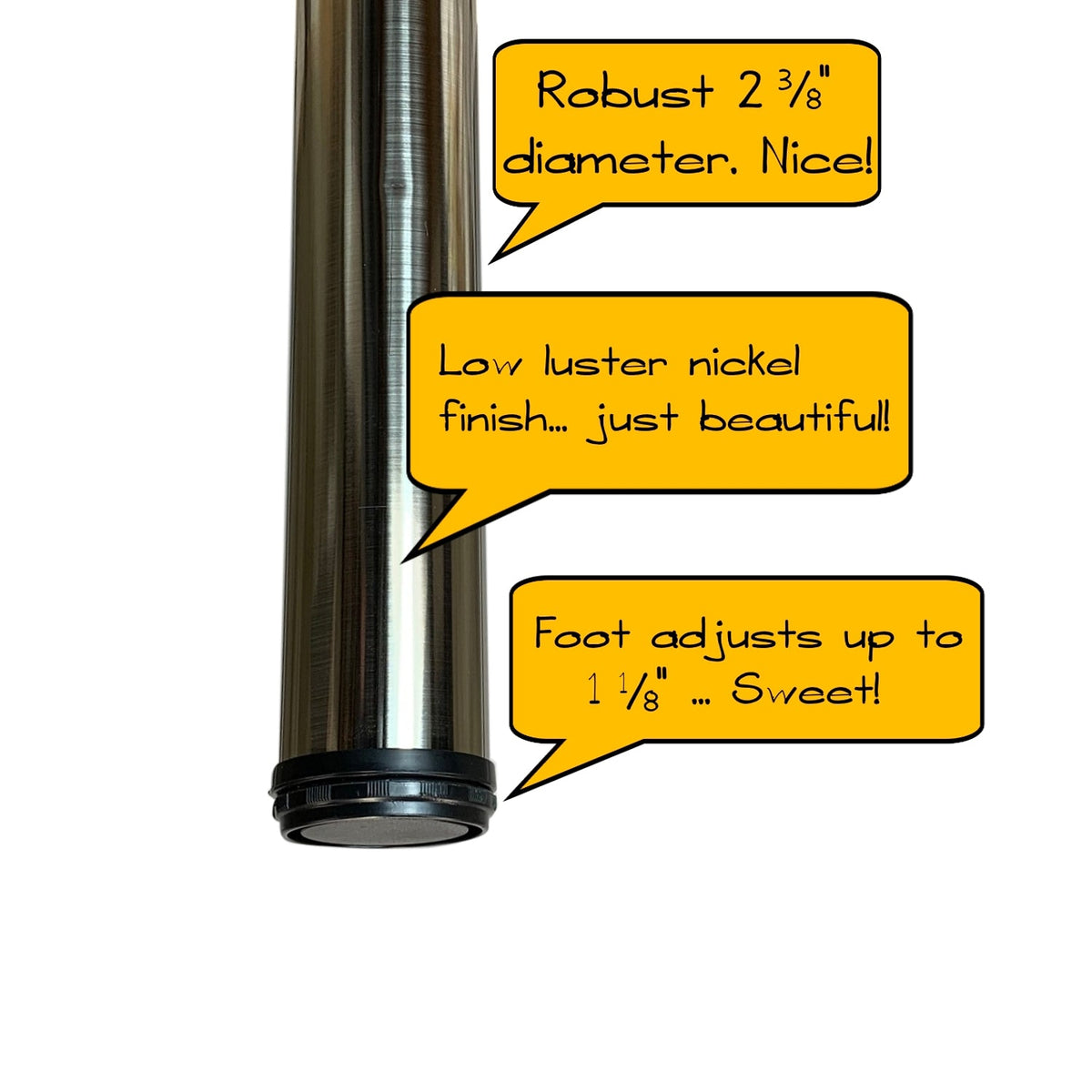 Satin nickel table leg diameter