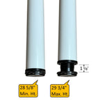 White table leg height adjustment range