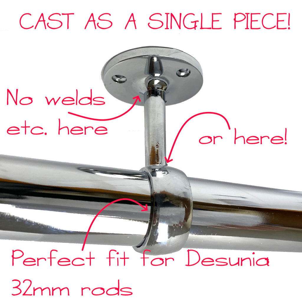 chrome round closet rod mid support hanger 1 cast piece design
