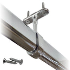 Chrome oval closet rod mid hanger in use